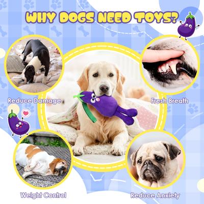 Show full view: FUUFOME Eggplant Plush Dog Toy, Purple slide 3 of 8