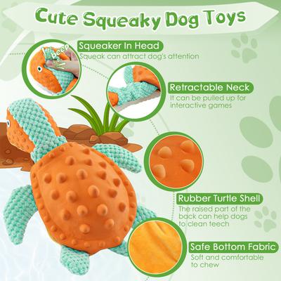 Show full view: FUUFOME Turtle Plush Dog Toy, Green slide 3 of 7