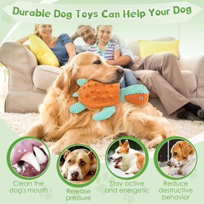 Show full view: FUUFOME Turtle Plush Dog Toy, Green slide 5 of 7