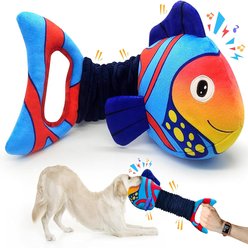 FUUFOME Fish Plush Dog Toy, Multicolor