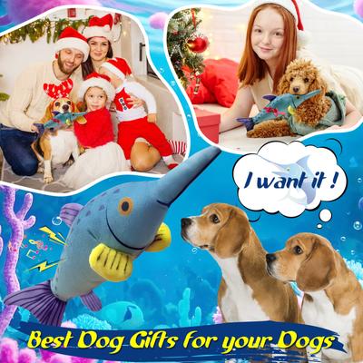 Show full view: FUUFOME Fish Plush Dog Toy, Blue slide 7 of 8