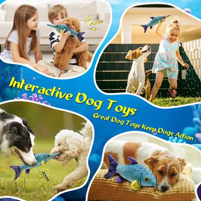 Show full view: FUUFOME Fish Plush Dog Toy, Blue slide 6 of 8