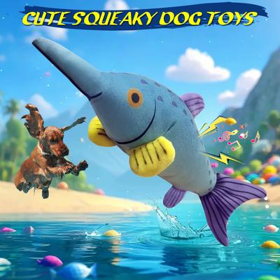 Show full view: FUUFOME Fish Plush Dog Toy, Blue slide 5 of 8