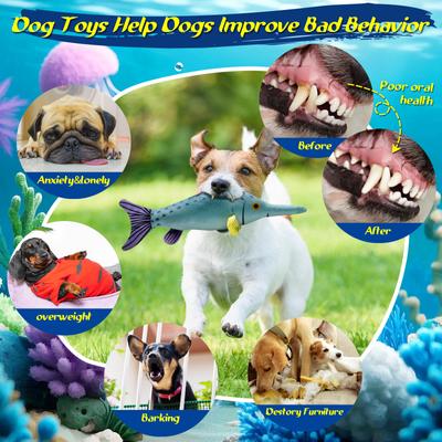 Show full view: FUUFOME Fish Plush Dog Toy, Blue slide 3 of 8