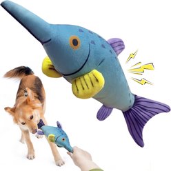FUUFOME Fish Plush Dog Toy, Blue