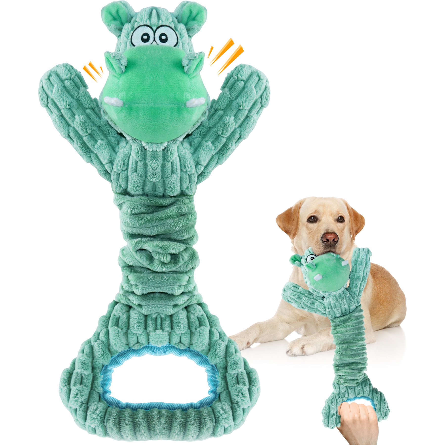 FUUFOME Strechy Crinkle Plush Dog Toy, Green