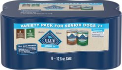Blue Buffalo Homestyle Recipe Senior 7+ Turkey & Lamb Variety Pack Wet Dog Food, 12.5-oz can, 6 count