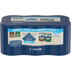 Blue Buffalo Homestyle Recipe Senior 7+ Turkey & Lamb Variety Pack Wet Dog Food, 12.5-oz can, 6 count