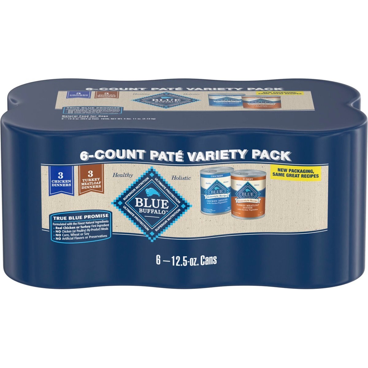 Blue Buffalo Homestyle Recipe Chicken & Turkey Variety Pack Wet Dog Food, 12.5-oz can, 6 count