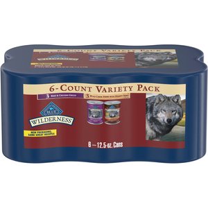 Blue Buffalo Wilderness Grain-Free Beef & Chicken Grill & Wolf Creek Stew Hearty Beef in Gravy Variety Pack Dog Wet Food, 12.5-oz can, 6 count