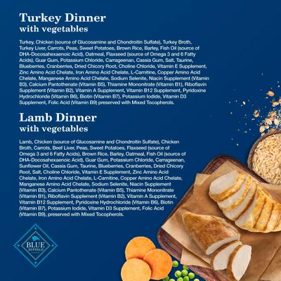 Show full view: Blue Buffalo Homestyle Recipe Senior 7+ Turkey & Lamb Variety Pack Wet Dog Food, 12.5-oz can, 6 count slide 6 of 10