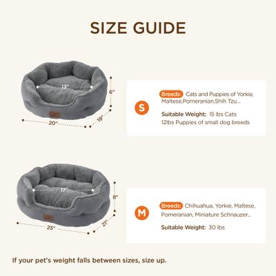 Show full view: Bedsure Round Bolster Anti-Slip Puppy & Kitten Bed with Washable Pillow Cushion, Dark Grey, Medium slide 8 of 11