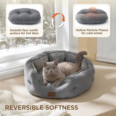 Show full view: Bedsure Round Bolster Anti-Slip Puppy & Kitten Bed with Washable Pillow Cushion, Dark Grey, Small slide 3 of 10