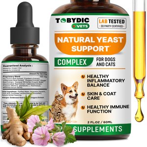 TOBYDIC Natural Yeast Support Skin & Coat Health Liquid Supplement for Dogs & Cats, 2-fl oz bottle