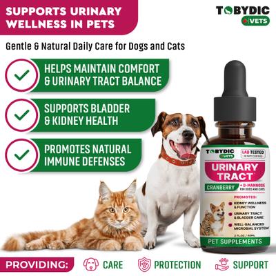 Show full view: TOBYDIC Natural Urinary Support with Cranberry Bladder & Kidney Liquid Supplement for Dogs & Cats, 60-mL bottle slide 3 of 9