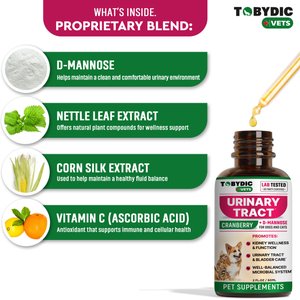 TOBYDIC Natural Urinary Support with Cranberry Bladder & Kidney Liquid Supplement for Dogs & Cats, 60-mL bottle