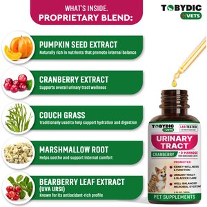 TOBYDIC Natural Urinary Support with Cranberry Bladder & Kidney Liquid Supplement for Dogs & Cats, 60-mL bottle