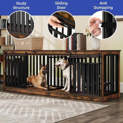 Show full view: Wooflex Double Dog Waterproof Hard-Sided Dog Crate, Rustic Brown, 86.6-in slide 5 of 8