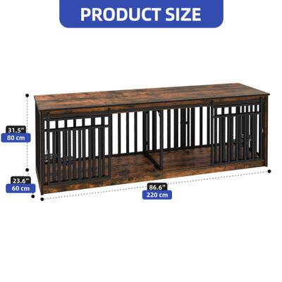 Show full view: Wooflex Double Dog Waterproof Hard-Sided Dog Crate, Rustic Brown, 86.6-in slide 2 of 8