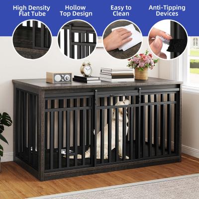 Show full view: Wooflex Double Dog Waterproof Hard-Sided Dog Crate, Black Oak, 55-in slide 5 of 8