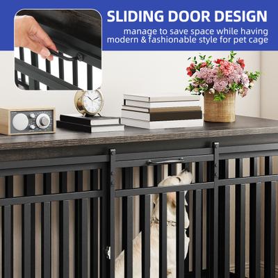 Show full view: Wooflex Double Dog Waterproof Hard-Sided Dog Crate, Black Oak, 55-in slide 4 of 8