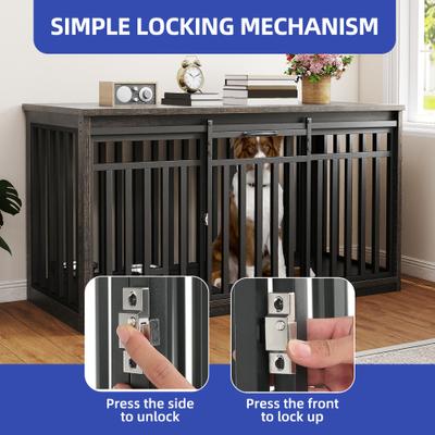 Show full view: Wooflex Double Dog Waterproof Hard-Sided Dog Crate, Black Oak, 55-in slide 3 of 8