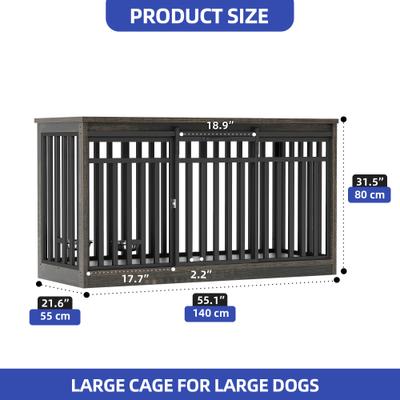 Show full view: Wooflex Double Dog Waterproof Hard-Sided Dog Crate, Black Oak, 55-in slide 2 of 8