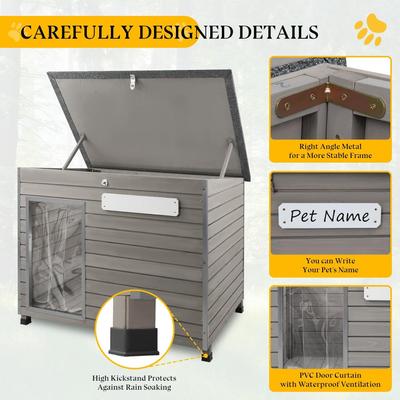 Show full view: Petscosset Outdoor Wooden Dog House, 33.8 x 22 x 25-in slide 7 of 11