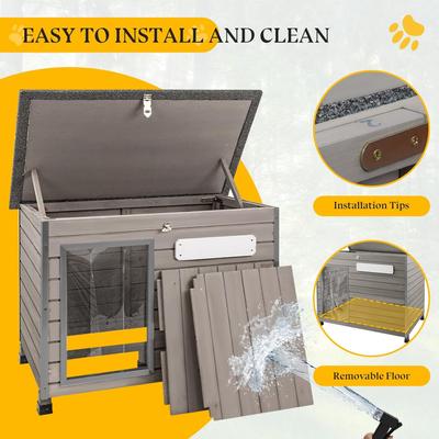 Show full view: Petscosset Outdoor Wooden Dog House, 33.8 x 22 x 25-in slide 5 of 11