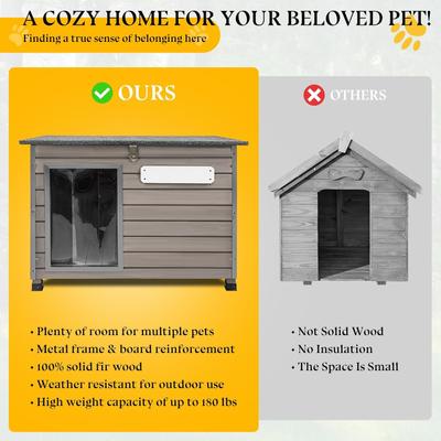 Show full view: Petscosset Outdoor Wooden Dog House, 33.8 x 22 x 25-in slide 6 of 11