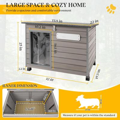 Show full view: Petscosset Outdoor Wooden Dog House, 33.8 x 22 x 25-in slide 2 of 11