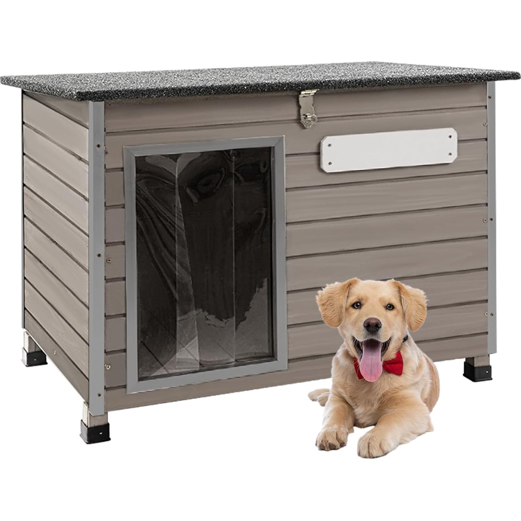 Petscosset Outdoor Wooden Dog House, 33.8 x 22 x 25-in