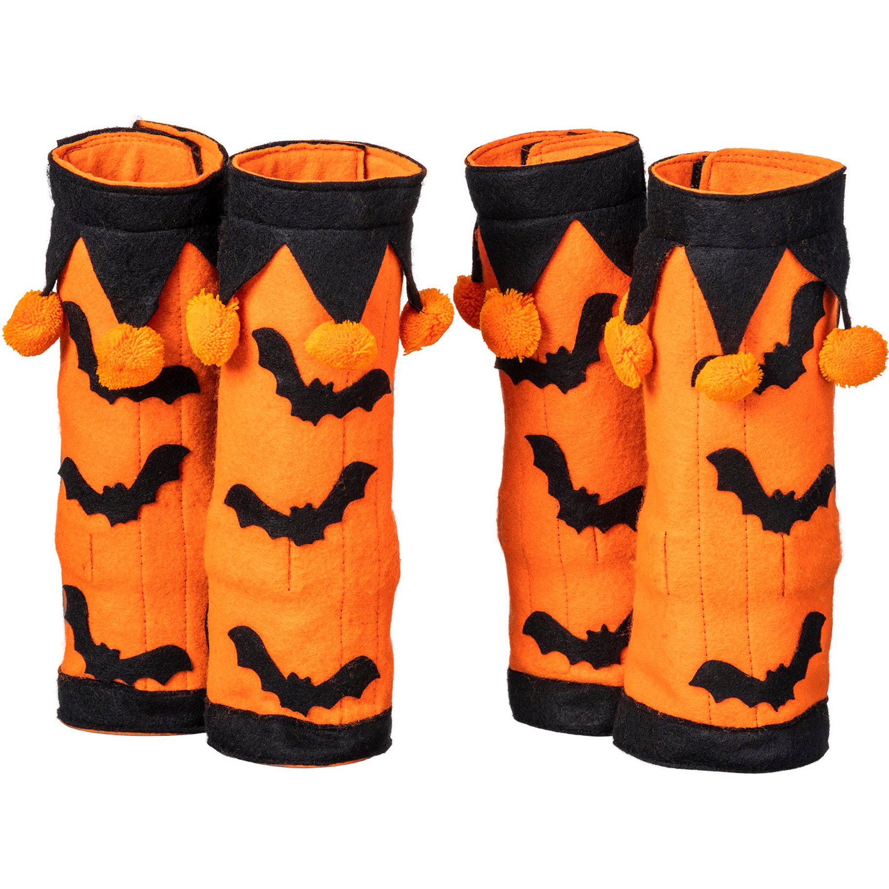 Tough1 4 Piece Set Halloween Horse Leg Wraps, Orange/Black, Horse: 11-in tall x 11-in wide