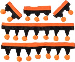 Tough1 Halloween 5 Piece Set Horse Bridle & Rein Cover, Orange/Black, Mini: 5-in long nose piece, 3 1/2-in cheek pieces, 14-in long rein cover