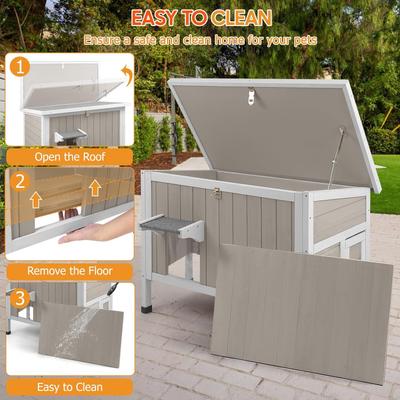 Show full view: Petscosset Insulated Outdoor Wooden Cat House with Escape Door, Gray, 34-in slide 7 of 12