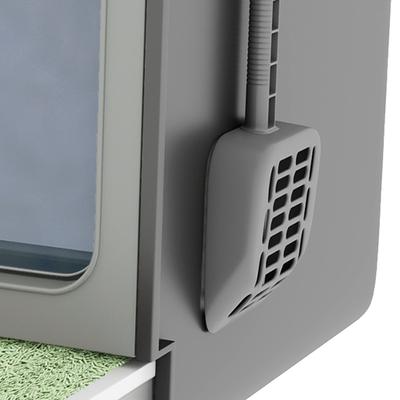 Show full view: Yitahome Enclosed Clumping Cat Litter Box with Mat & Scoop, Gray, X-Large: 15.1 x 19.3 x 15.5-in slide 7 of 9