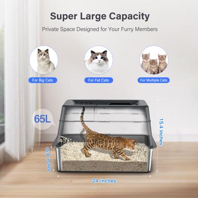 Aphyxen Stainless Steel Enclosed Cat Litter Box