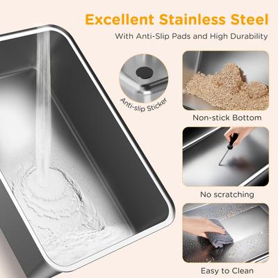 Show full view: Mutrelenx Stainless Steel Modular Design Covered High Sided Non-Sticky Cat Litter Box with Lid, 10-lb box, Dark Grey slide 8 of 12