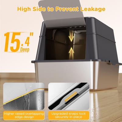Show full view: Mutrelenx Stainless Steel Modular Design Covered High Sided Non-Sticky Cat Litter Box with Lid, 10-lb box, Dark Grey slide 3 of 12