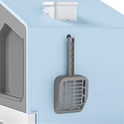 Show full view: Yitahome Enclosed Clumping Cat Litter Box with Mat & Scoop, Blue, X-Large: 17.3 x 15.7 x 17.7-in slide 8 of 9