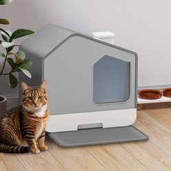 Yitahome Enclosed Clumping Cat Litter Box with Mat & Scoop, Gray, X-Large: 15.1 x 19.3 x 15.5-in