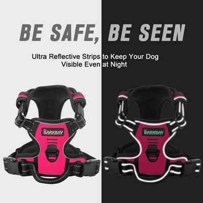 Show full view: BARKBAY Front Clip Reflective No Pull Dog Harness, Pink, Medium: 22.5 to 28-in chest slide 6 of 12