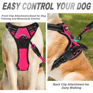 BARKBAY Front Clip Reflective No Pull Dog Harness, Pink, Large: 24.5 to 32.5-in chest