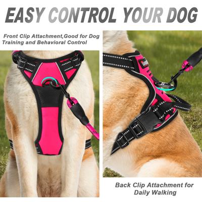 Show full view: BARKBAY Front Clip Reflective No Pull Dog Harness, Pink, Medium: 22.5 to 28-in chest slide 2 of 12
