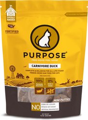 Purpose Carnivore Duck Patties Freeze-Dried Raw Cat Food, 12-oz bag