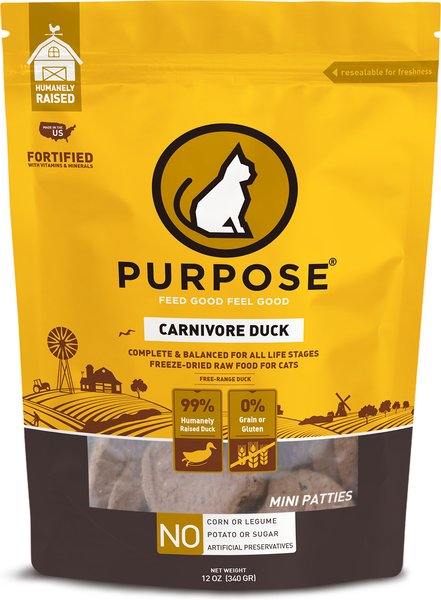 Purpose Carnivore Duck Freeze-Dried Grain-Free Raw Cat Food