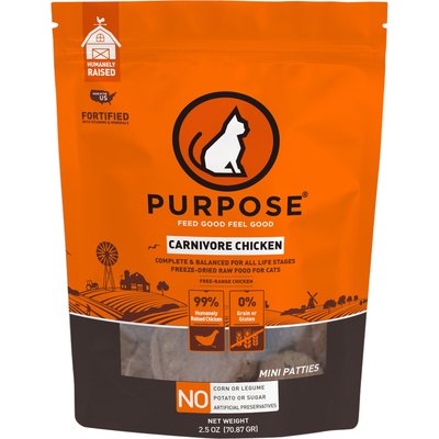 Purpose Purpose Carnivore Chicken Micro Patties Freeze-Dried Raw Cat Food, 2.5-oz bag
