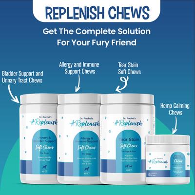 Show full view: Replenish Probiotic & Digestive Enzyme Gut Health Supplements Dog Chew Treats, 60 count slide 6 of 8