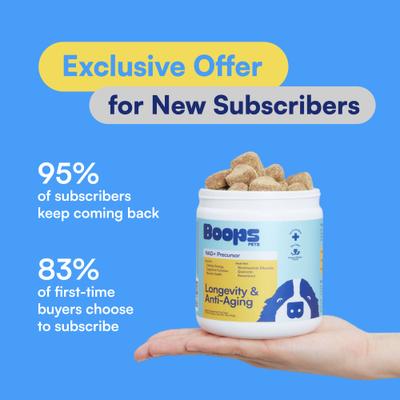Show full view: Boops Pets Longevity & Healthy Aging Peanut Butter & Chicken Flavored Soft Chews Supplement for Dogs, 90 count slide 8 of 11