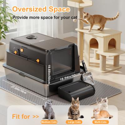 Show full view: Casfuy Upgraded Stainless Steel Cat Litter Box with Smart Odor Control System, XXX-Large, 100-L slide 4 of 8